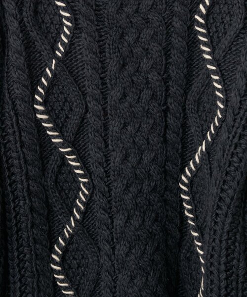 natural couture（ナチュラルクチュール）の「配色ラインゆるケーブルニット（ニット/セーター・レディース・ブルー/チャコールグレー/アイボリー/ブラック・FREE）」の12枚目の写真