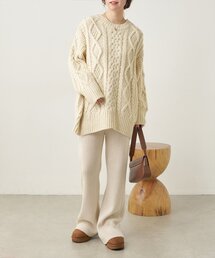 natural couture | 配色ラインゆるケーブルニット(ニット/セーター)