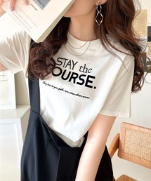 シンプルなのに格上げ感抜群。オーガニックコットン100%前後2wayロゴ刺繍&フロッキーTシャツ(半袖)
