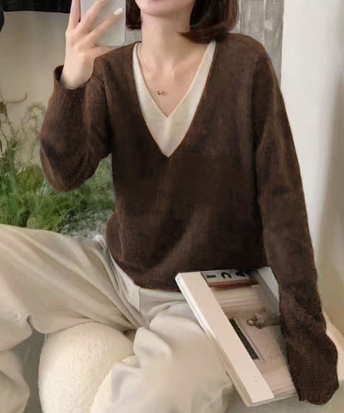 ebure サスティナブルライトウール Vネックプルオーバー 24AW Vネック ebure サスティナブルライトウール Vネックプルオーバー 24AW Vネック