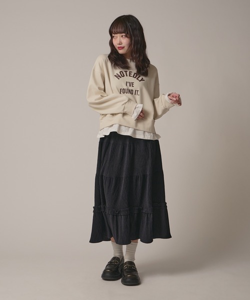 BLANK　（ブランク）の「▲Rib Tiered Long Skirt / リブティアードスカート（スカート・レディース・ナチュラル/ブラック/ブラウン・FREE）」の12枚目の写真