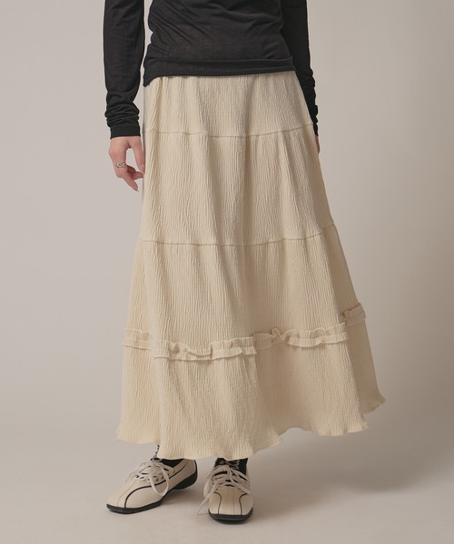 BLANK　（ブランク）の「▲Rib Tiered Long Skirt / リブティアードスカート（スカート・レディース・ナチュラル/ブラック/ブラウン・FREE）」の22枚目の写真