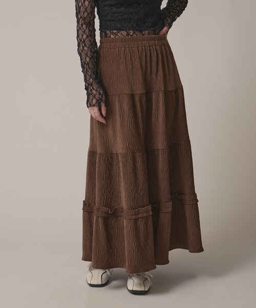 BLANK　（ブランク）の「▲Rib Tiered Long Skirt / リブティアードスカート（スカート・レディース・ナチュラル/ブラック/ブラウン・FREE）」の15枚目の写真