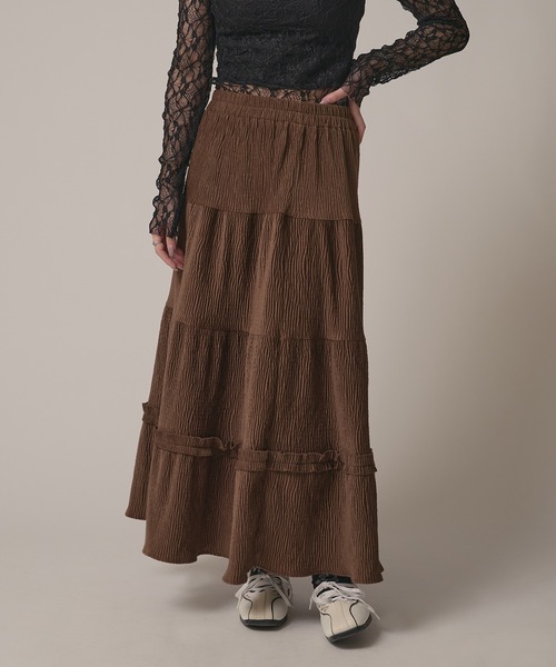 BLANK　（ブランク）の「▲Rib Tiered Long Skirt / リブティアードスカート（スカート・レディース・ナチュラル/ブラック/ブラウン・FREE）」の17枚目の写真