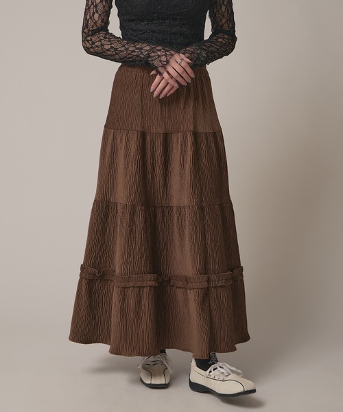 BLANK　（ブランク）の「▲Rib Tiered Long Skirt / リブティアードスカート（スカート・レディース・ナチュラル/ブラック/ブラウン・FREE）」の16枚目の写真