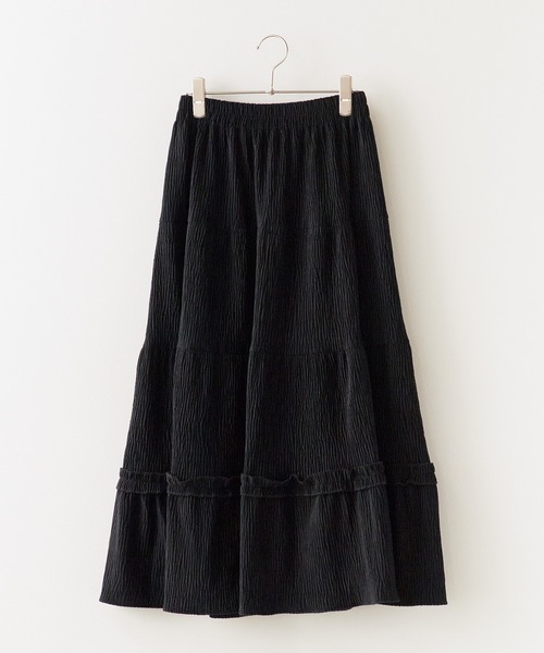 BLANK　（ブランク）の「▲Rib Tiered Long Skirt / リブティアードスカート（スカート・レディース・ナチュラル/ブラック/ブラウン・FREE）」の8枚目の写真