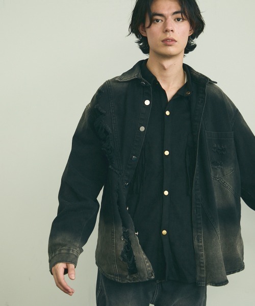 Shoowtime(ショウタイム)の「vintage wash black denim shirt / ビンテージウォッシュブラックデニムシャツ(シャツ/ブラウス・メンズ・ブラック系・MEDIUM/LARGE/X-LARGE)」の1枚目の写真