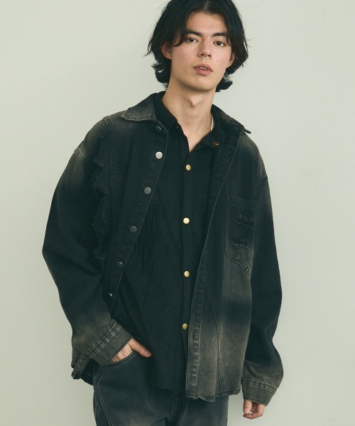 Shoowtime(ショウタイム)の「vintage wash black denim shirt / ビンテージウォッシュブラックデニムシャツ(シャツ/ブラウス・メンズ・ブラック系・MEDIUM/LARGE/X-LARGE)」の4枚目の写真