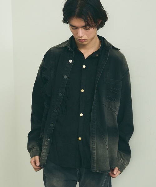Shoowtime(ショウタイム)の「vintage wash black denim shirt / ビンテージウォッシュブラックデニムシャツ(シャツ/ブラウス・メンズ・ブラック系・MEDIUM/LARGE/X-LARGE)」の5枚目の写真