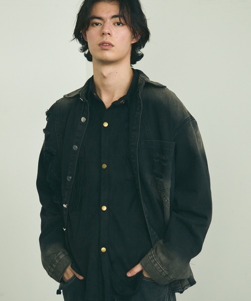 Shoowtime(ショウタイム)の「vintage wash black denim shirt / ビンテージウォッシュブラックデニムシャツ(シャツ/ブラウス・メンズ・ブラック系・MEDIUM/LARGE/X-LARGE)」の7枚目の写真
