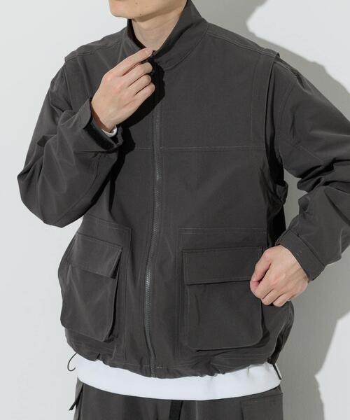 ITEMS URBANRESEARCH（アイテムズ アーバンリサーチ）の「ドライウェザー 2WAYハイネックブルゾン（その他アウター・メンズ・チャコールグレー/ブラック・MEDIUM/LARGE）」の4枚目の写真