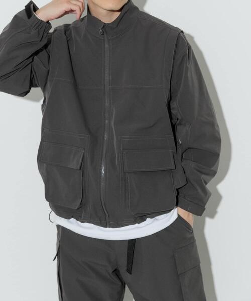 ITEMS URBANRESEARCH（アイテムズ アーバンリサーチ）の「ドライウェザー 2WAYハイネックブルゾン（その他アウター・メンズ・チャコールグレー/ブラック・MEDIUM/LARGE）」の7枚目の写真