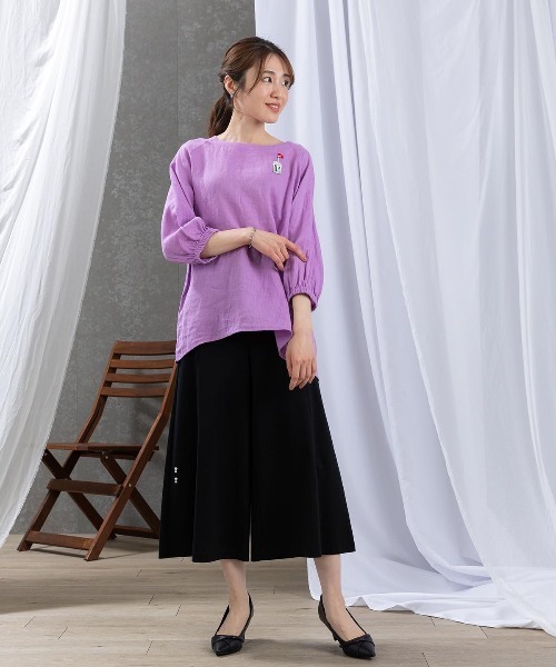 刺繍ワッペン麻100％チュニック（シャツ/ブラウス）｜STUDIO PICONE