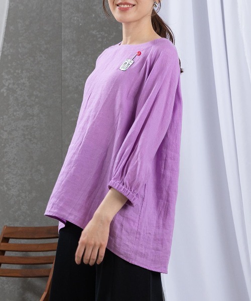 ピッコーネ　チュニックブラウス 刺繍ワッペン麻100％チュニック（シャツ/ブラウス）｜STUDIO PICONE