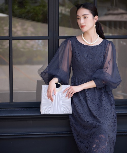DRESS PLUS(ドレスプラス)の「レースとシアー素材を切り替えた大人ドレスワンピース(ドレス・レディース・ブラウン/ブラック/チャコールグレー・XXL/XL/L/M/S)」の11枚目の写真