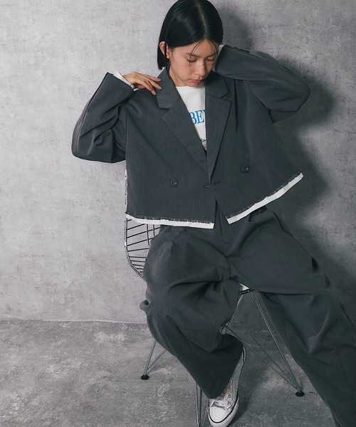 loopool アシンメトリー ジャケット コクーン パンツ　上下セット 卒業式 ANOTHER S（アナザーエス）の「クロップドジャケット＆コクーンパンツ