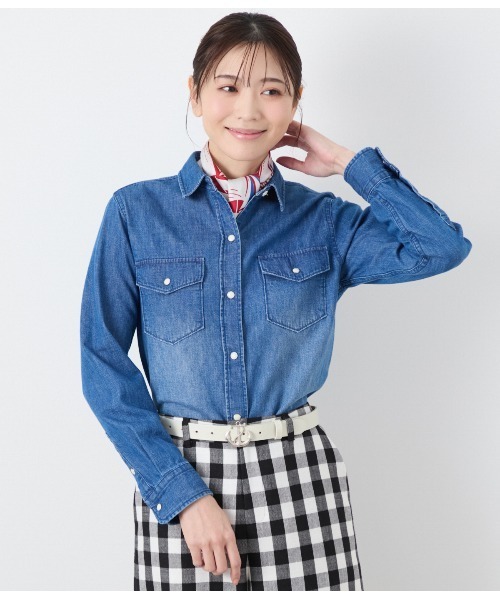 ブラウス シャツ EDWIN 7.2オンス レギュラーカラーデニムシャツ レディース EDWIN 7.2オンス レギュラーカラーデニムシャツ（シャツ
