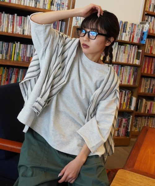 gossara(ゴサラ)の「【着回し力抜群】7分袖裏毛ワイドプルオーバー(Tシャツ/カットソー・レディース・ブラック/オートミール/ベージュ・FREE)」の3枚目の写真