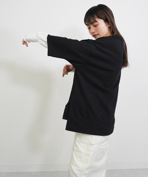 gossara(ゴサラ)の「【着回し力抜群】7分袖裏毛ワイドプルオーバー(Tシャツ/カットソー・レディース・ブラック/オートミール/ベージュ・FREE)」の4枚目の写真