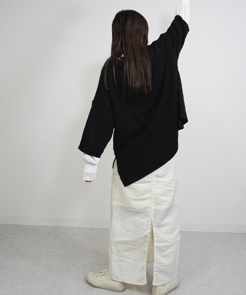 gossara(ゴサラ)の「【着回し力抜群】7分袖裏毛ワイドプルオーバー(Tシャツ/カットソー・レディース・ブラック/オートミール/ベージュ・FREE)」の8枚目の写真