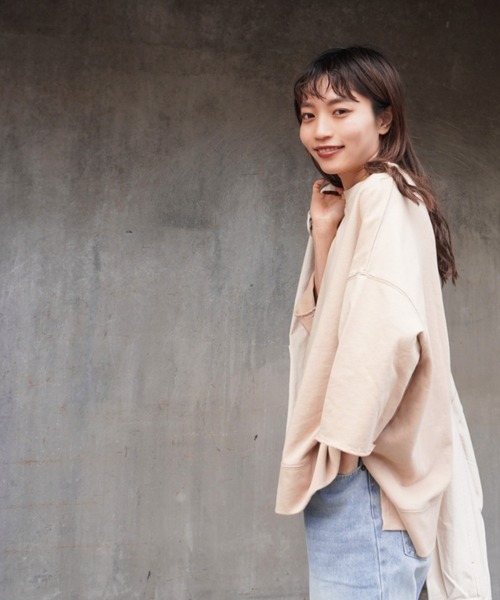 gossara(ゴサラ)の「【着回し力抜群】7分袖裏毛ワイドプルオーバー(Tシャツ/カットソー・レディース・ブラック/オートミール/ベージュ・FREE)」の9枚目の写真