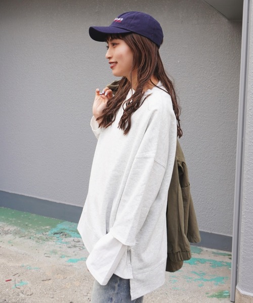 gossara(ゴサラ)の「【着回し力抜群】7分袖裏毛ワイドプルオーバー(Tシャツ/カットソー・レディース・ブラック/オートミール/ベージュ・FREE)」の6枚目の写真