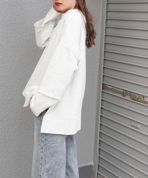 gossara(ゴサラ)の「【着回し力抜群】7分袖裏毛ワイドプルオーバー(Tシャツ/カットソー・レディース・ブラック/オートミール/ベージュ・FREE)」の13枚目の写真