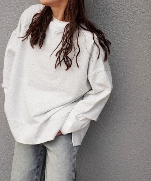 gossara(ゴサラ)の「【着回し力抜群】7分袖裏毛ワイドプルオーバー(Tシャツ/カットソー・レディース・ブラック/オートミール/ベージュ・FREE)」の15枚目の写真