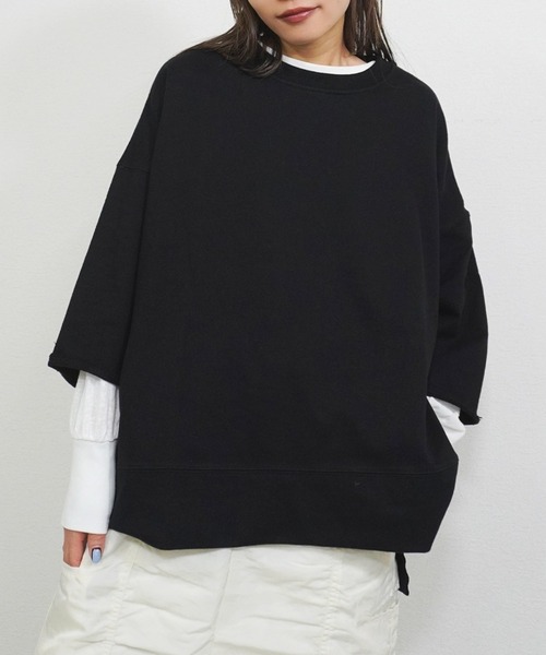 gossara(ゴサラ)の「【着回し力抜群】7分袖裏毛ワイドプルオーバー(Tシャツ/カットソー・レディース・ブラック/オートミール/ベージュ・FREE)」の14枚目の写真