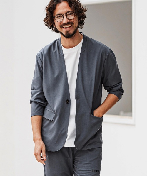 felkod(フィルコッド)の「mj10565- Light Oxford Collarless Jacket ノーカラージャケット(ノーカラージャケット・メンズ・ネイビー/ブラック・L/M/S)」の2枚目の写真