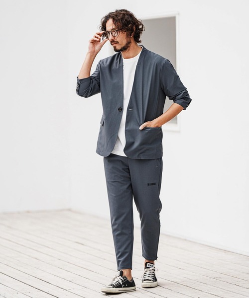 felkod(フィルコッド)の「mj10565- Light Oxford Collarless Jacket ノーカラージャケット(ノーカラージャケット・メンズ・ネイビー/ブラック・L/M/S)」の7枚目の写真