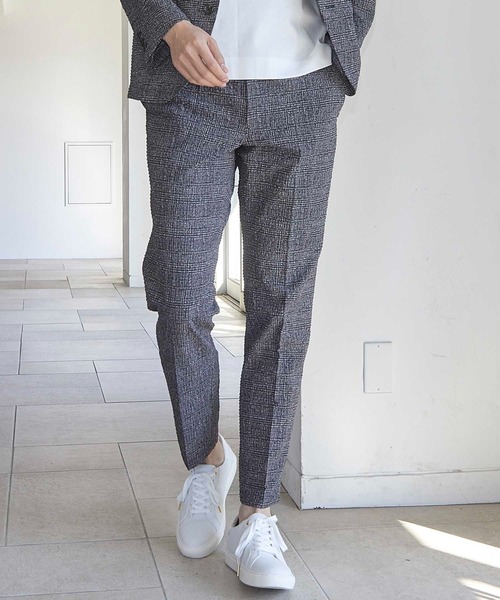 UNION STATION(ユニオンステーション)の「【セットアップ着用可能】シアサッカーグレンチェックプリントスラックス(その他パンツ・メンズ・ネイビー/ブラック系その他・LL/M/L/S)」の2枚目の写真