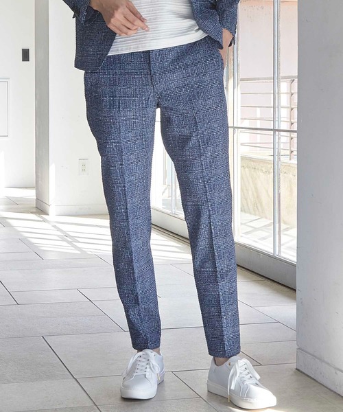 UNION STATION(ユニオンステーション)の「【セットアップ着用可能】シアサッカーグレンチェックプリントスラックス(その他パンツ・メンズ・ネイビー/ブラック系その他・LL/M/L/S)」の3枚目の写真