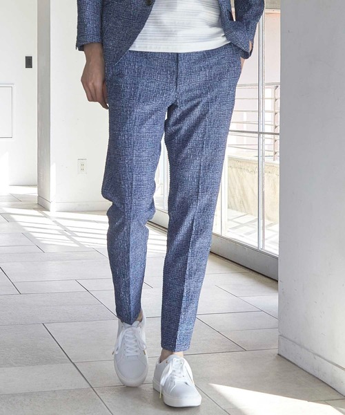 UNION STATION(ユニオンステーション)の「【セットアップ着用可能】シアサッカーグレンチェックプリントスラックス(その他パンツ・メンズ・ネイビー/ブラック系その他・LL/M/L/S)」の4枚目の写真