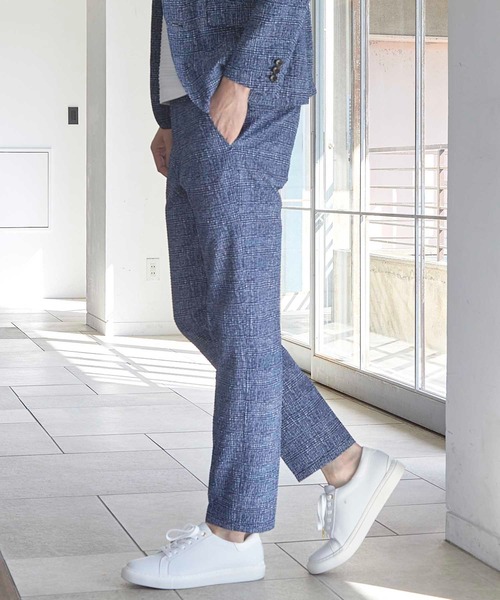 UNION STATION(ユニオンステーション)の「【セットアップ着用可能】シアサッカーグレンチェックプリントスラックス(その他パンツ・メンズ・ネイビー/ブラック系その他・LL/M/L/S)」の5枚目の写真