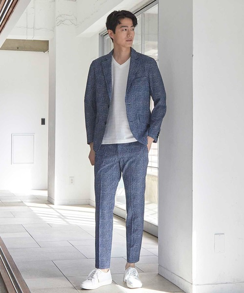 UNION STATION(ユニオンステーション)の「【セットアップ着用可能】シアサッカーグレンチェックプリントスラックス(その他パンツ・メンズ・ネイビー/ブラック系その他・LL/M/L/S)」の8枚目の写真