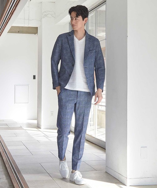 UNION STATION(ユニオンステーション)の「【セットアップ着用可能】シアサッカーグレンチェックプリントスラックス(その他パンツ・メンズ・ネイビー/ブラック系その他・LL/M/L/S)」の9枚目の写真