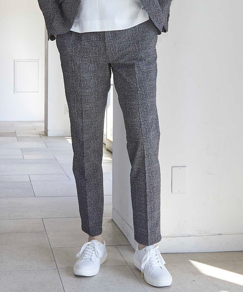 UNION STATION(ユニオンステーション)の「【セットアップ着用可能】シアサッカーグレンチェックプリントスラックス(その他パンツ・メンズ・ネイビー/ブラック系その他・LL/M/L/S)」の10枚目の写真