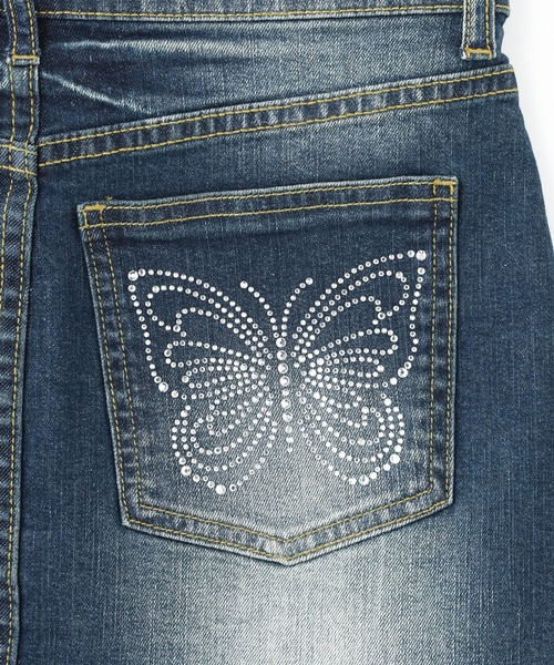 国内配送★X-girl★バタフライ ポケットデニム ミニスカート 2色 X-girl（エックスガール）の「BUTTERFLY POCKET DENIM MINI