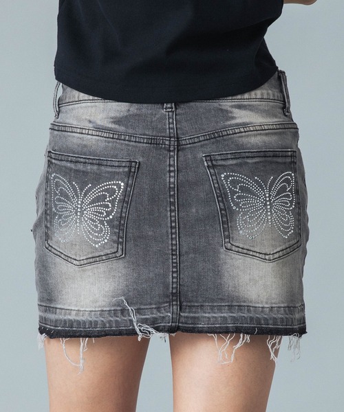 X-girl（エックスガール）の「BUTTERFLY POCKET DENIM MINI SKIRT（デニムスカート・レディース・グレー/インディゴブルー・XS/S/M）」の20枚目の写真