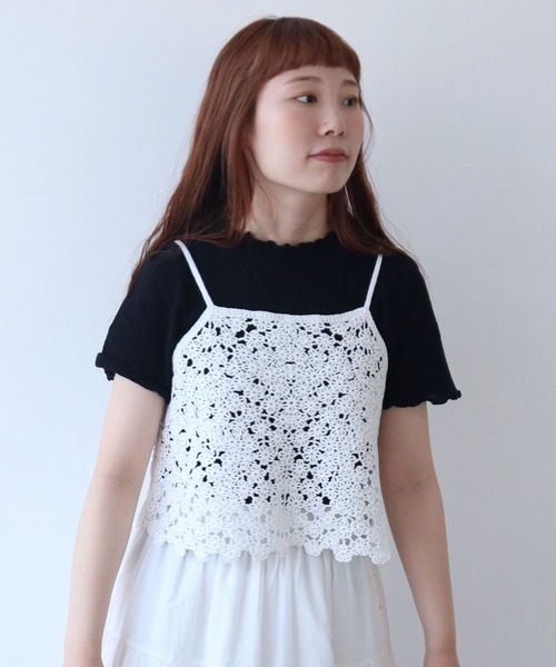 新品同様45Ｒ　ハケ目✖️天竺刺繍キャミソール セール】おはな刺繍 キャミソール（キャミソール）｜bulle de savon