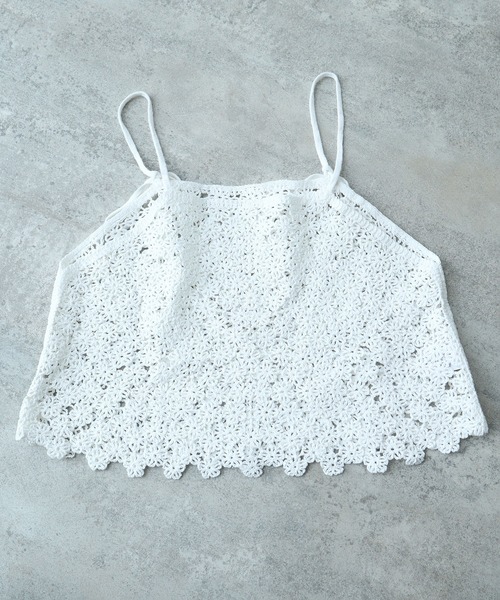 新品同様45Ｒ　ハケ目✖️天竺刺繍キャミソール セール】おはな刺繍 キャミソール（キャミソール）｜bulle de savon