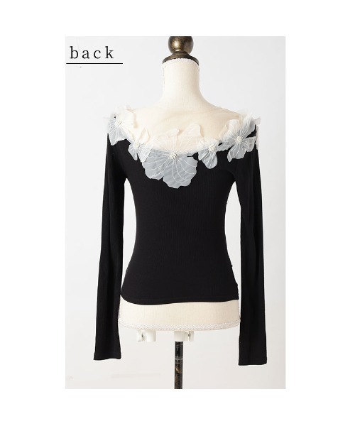 Sawa a la mode（サワアラモード）の「チュールフラワーモチーフリブトップス（Tシャツ/カットソー・レディース・ブラック・FREE）」の22枚目の写真