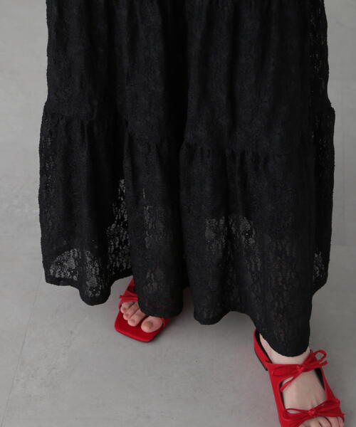 FREE'S MART（フリーズマート）の「◆レースティアードフレアスカート（スカート・レディース・ホワイト/ブラック・SMALL/MEDIUM）」の9枚目の写真