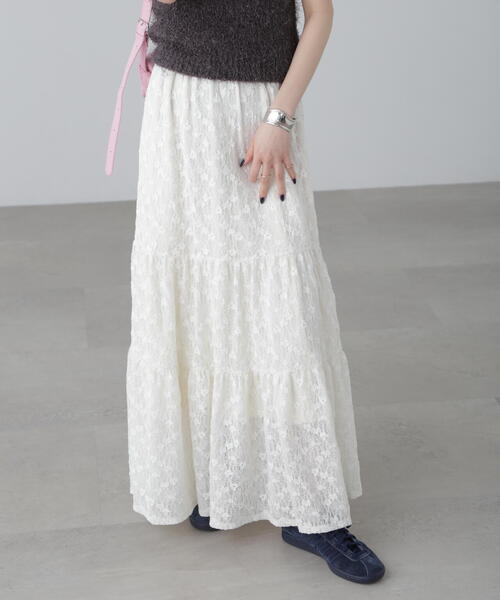 FREE'S MART（フリーズマート）の「◆レースティアードフレアスカート（スカート・レディース・ホワイト/ブラック・SMALL/MEDIUM）」の14枚目の写真