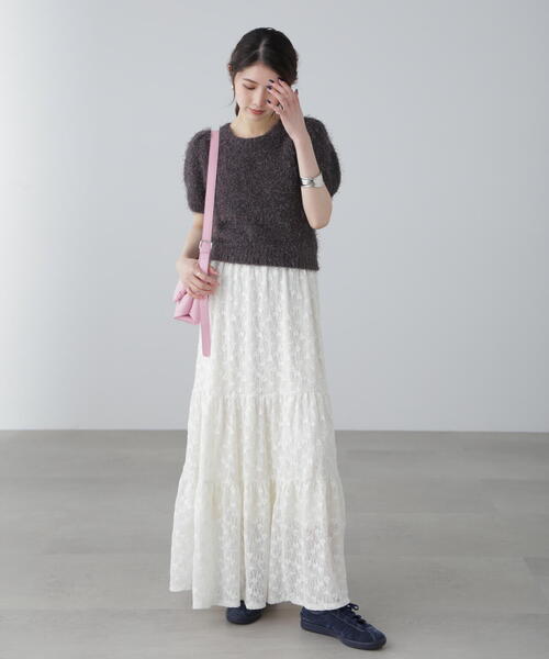 FREE'S MART（フリーズマート）の「◆レースティアードフレアスカート（スカート・レディース・ホワイト/ブラック・SMALL/MEDIUM）」の17枚目の写真