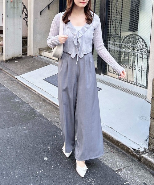 INGNI（イング）の「シアーフリルラメニットカーディガン（カーディガン/ボレロ・レディース・サックスブルー/オフホワイト/ピンク/ネイビー・M）」の19枚目の写真