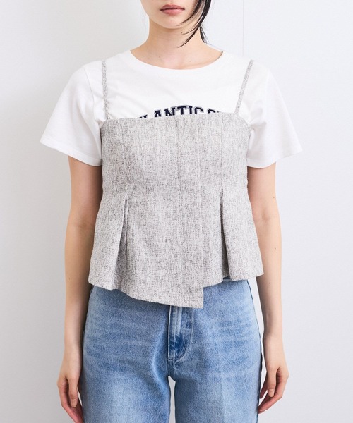 VIS（ビス）の「【洗える】アシンメトリーキャミビスチェ（キャミソール・レディース・ブラック系その他/クリーム・FREE）」の6枚目の写真