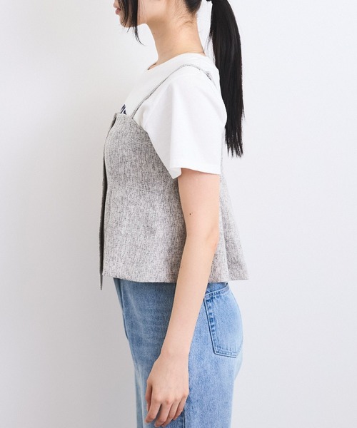 VIS（ビス）の「【洗える】アシンメトリーキャミビスチェ（キャミソール・レディース・ブラック系その他/クリーム・FREE）」の7枚目の写真