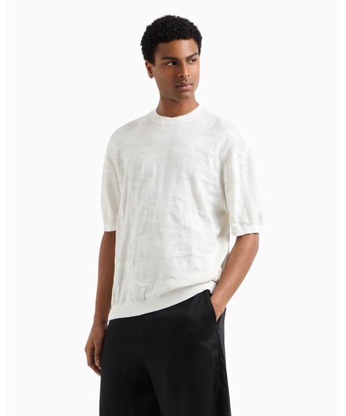 ARMANI EXCHANGE(アルマーニエクスチェンジ)の「【A|X アルマーニ エクスチェンジ】ジャカードカモフラージュ 半袖ニットプルオーバー(ニット/セーター・メンズ・オフホワイト/カモフラージュ・MEDIUM/SMALL/LARGE/X-LARGE/X-SMALL)」の9枚目の写真